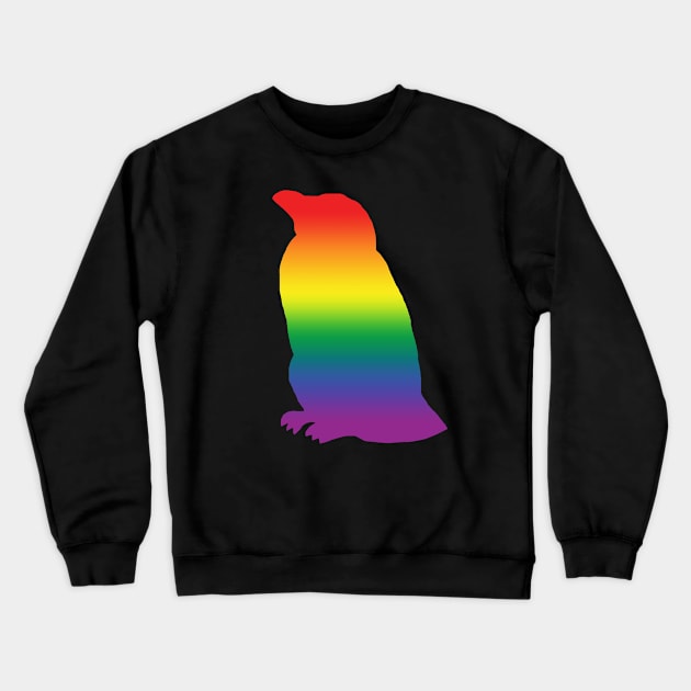 Rainbow Silhouette Penguin Pride Crewneck Sweatshirt by ellenhenryart